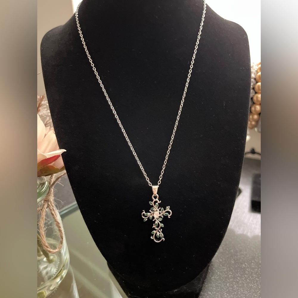 Silver Tone Cross Pendant Necklace